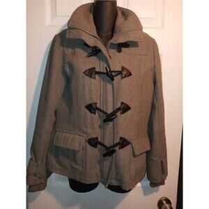 Delilah's Soft Gray Lined Hooded Pea Coat W Zipper & Buttons Ready to wear!